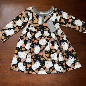 Halloween Ghost Rainbow Print Long Sleeve Dress 6m NWT